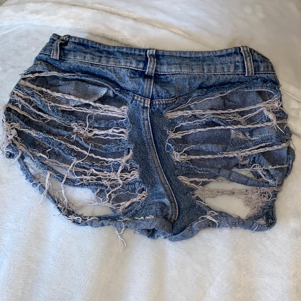 Ripped jean booty shorts
